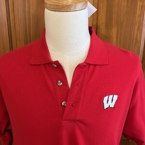 NWT Wisconsin Badgers Official Collegiate Wear Red Size M Polo